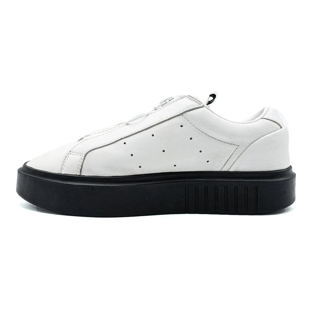 Adidas Sleek Super Zip Low-Top Sneakers Leather White Colour For Women