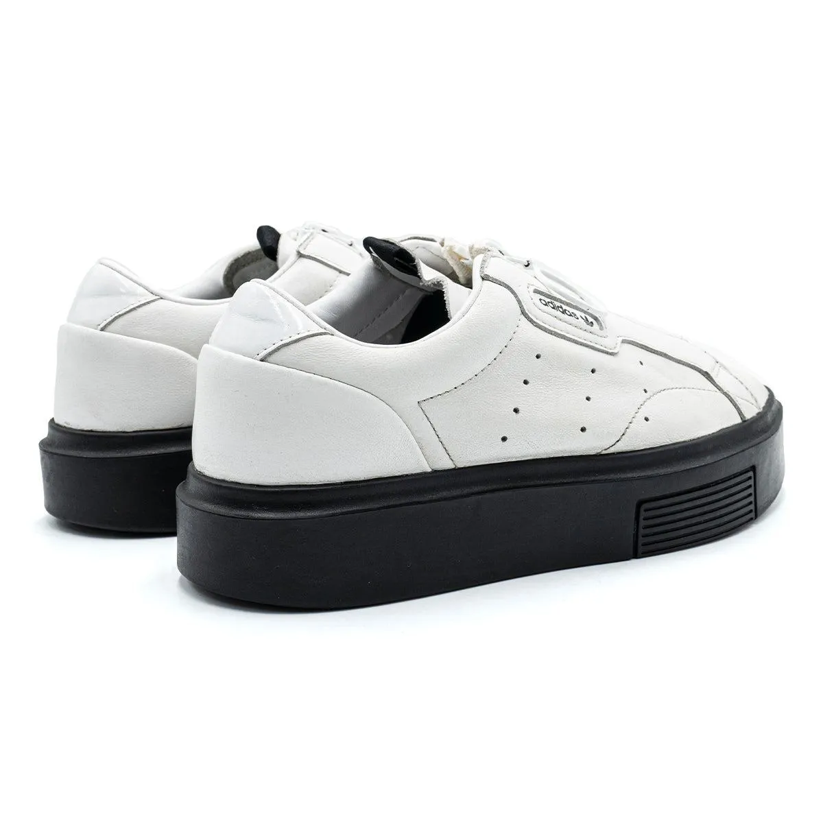 Adidas Sleek Super Zip Low-Top Sneakers Leather White Colour For Women