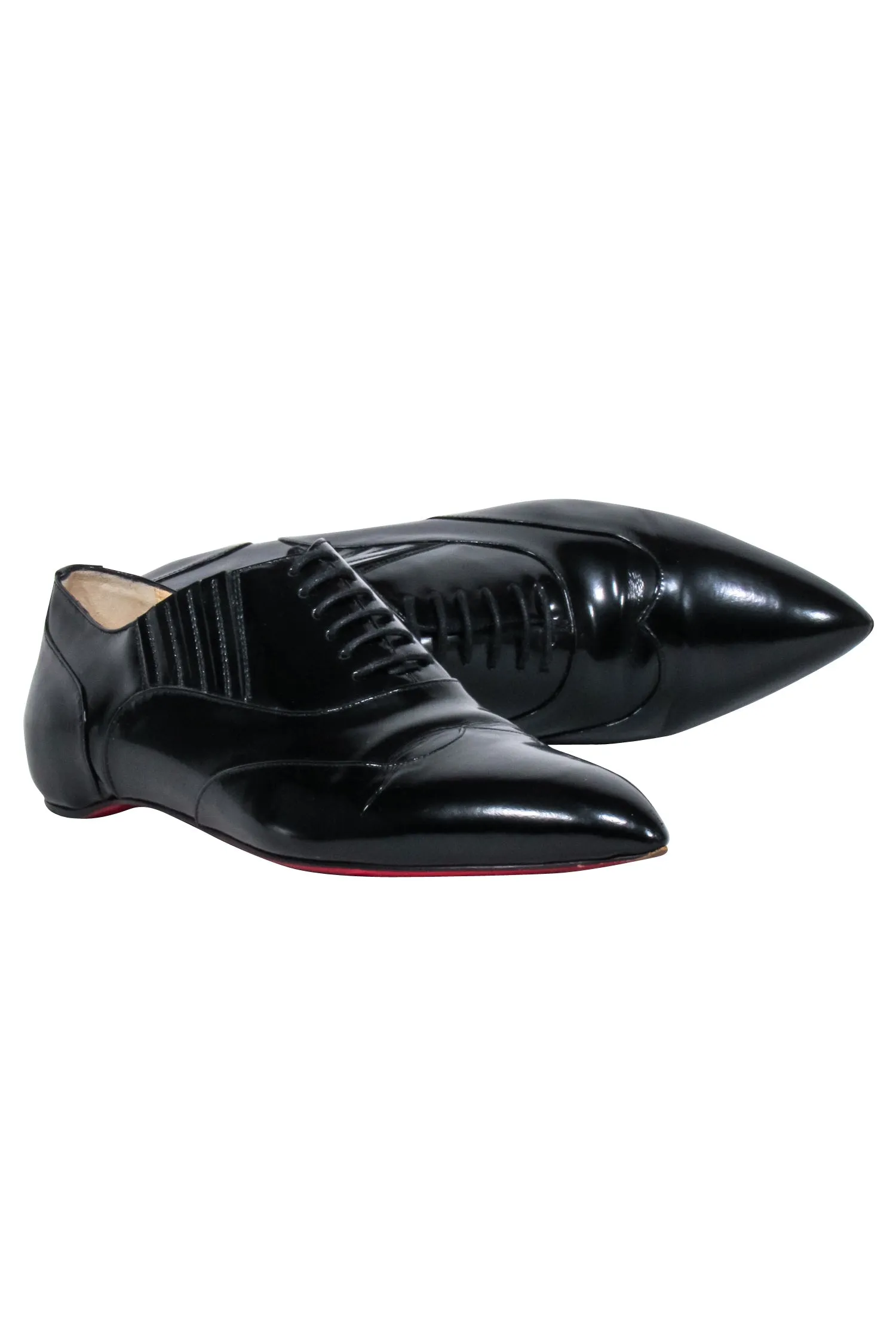 Christian Louboutin - Black Pointed Toe Oxford Loafers Sz 6.5