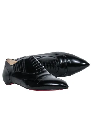 Christian Louboutin - Black Pointed Toe Oxford Loafers Sz 6.5