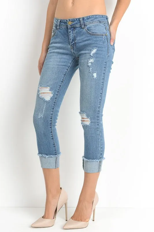 Jackie Distressed Cropped Jeans