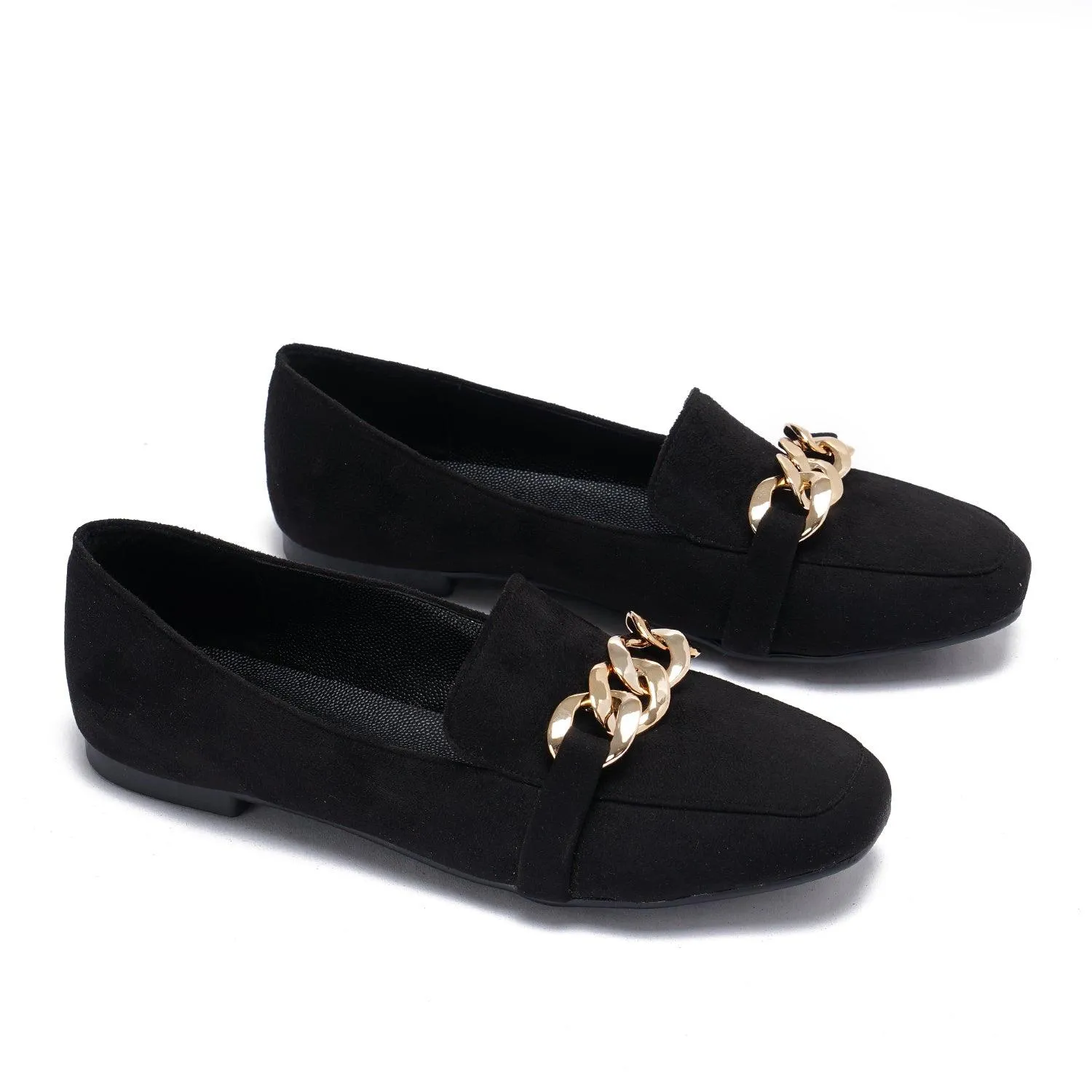 Large Chain Suede Loafers