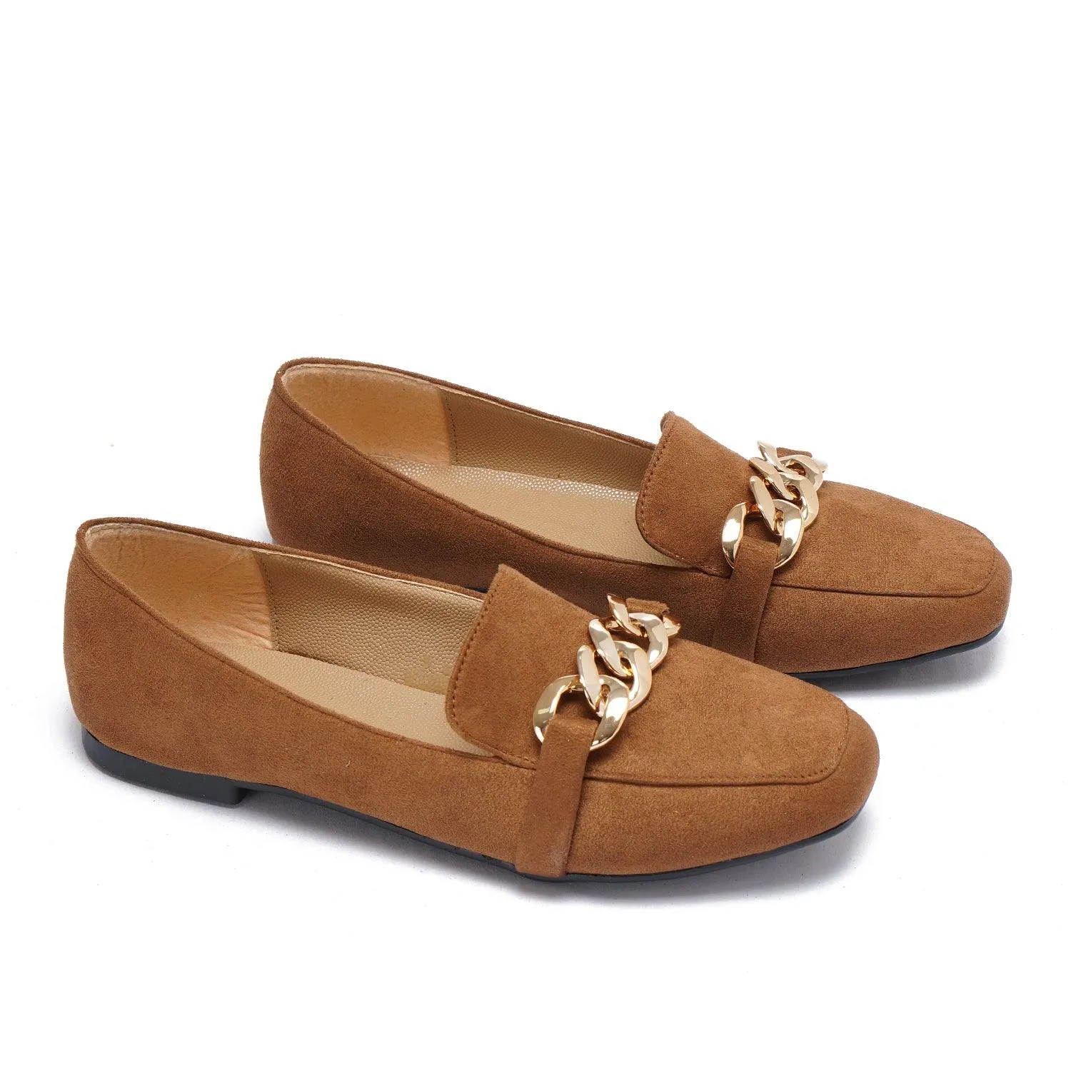 Large Chain Suede Loafers