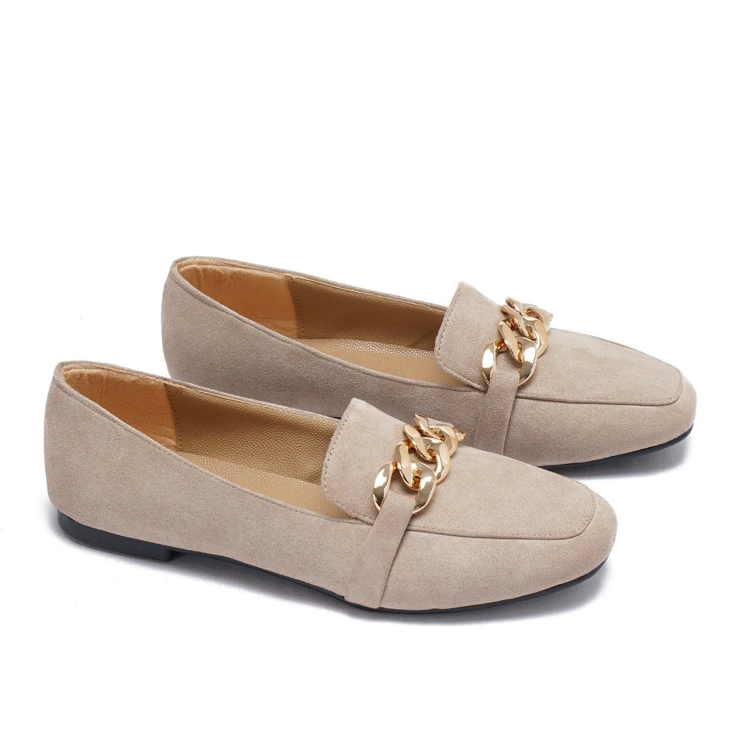 Large Chain Suede Loafers