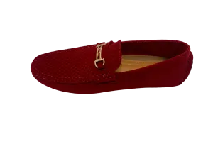 Moc-37 Red Velvet Smoking Slip on- Moccasin Loafer