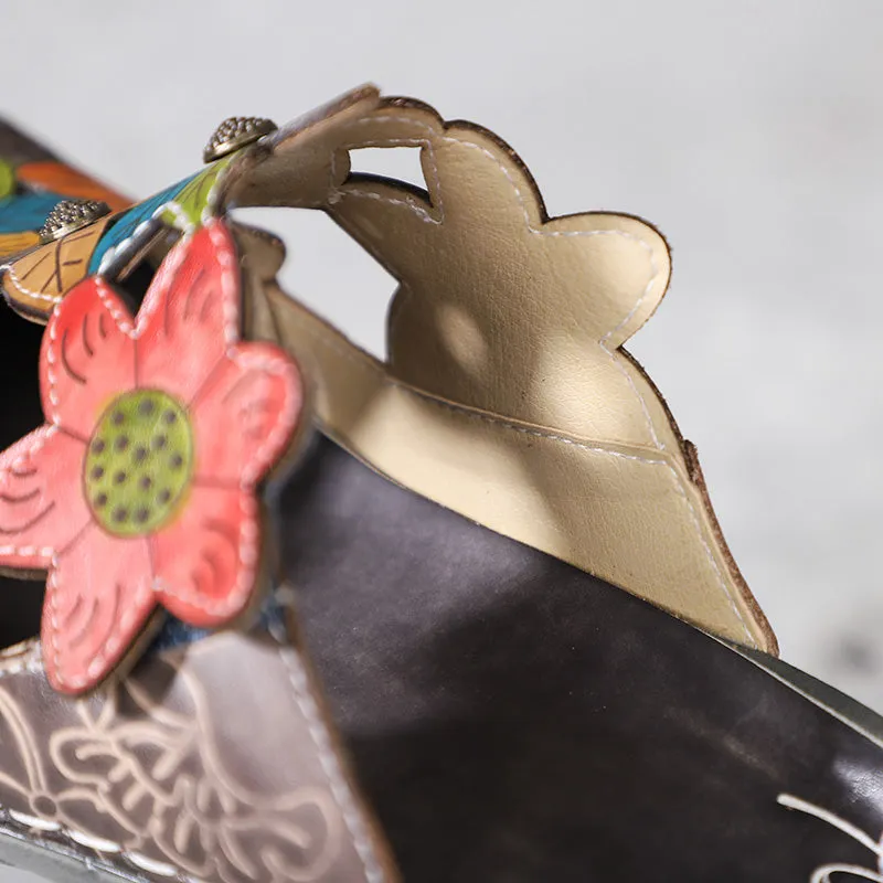 Retro Genuine Leather Handmade Painted Comfortable Slippers