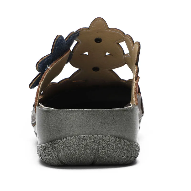 Retro Genuine Leather Handmade Painted Comfortable Slippers