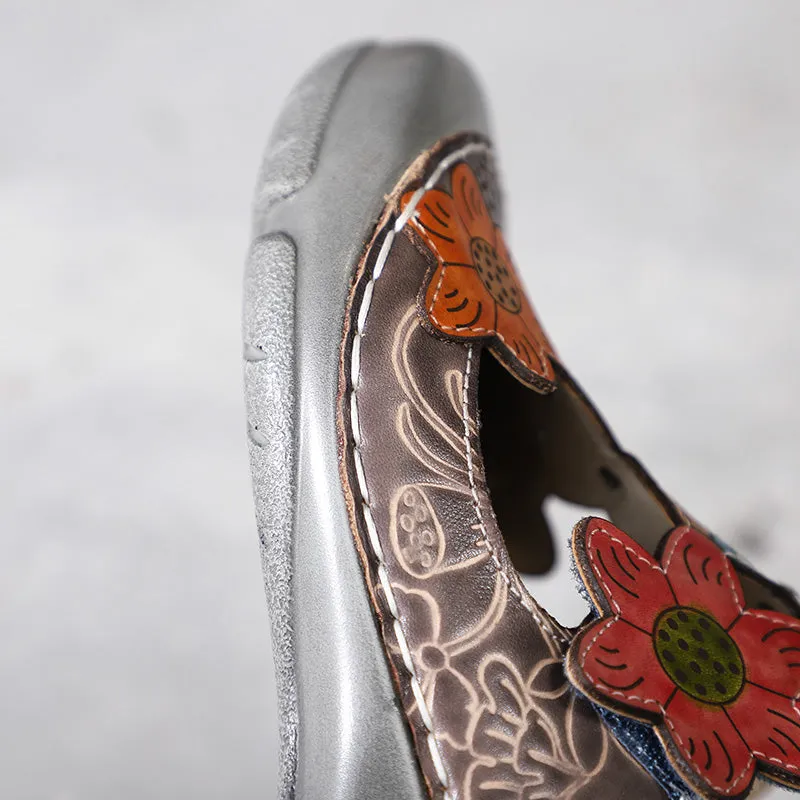 Retro Genuine Leather Handmade Painted Comfortable Slippers