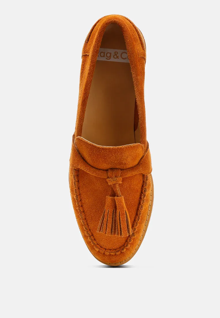 Rhone Tassels Detail Genuine Suede Loafers