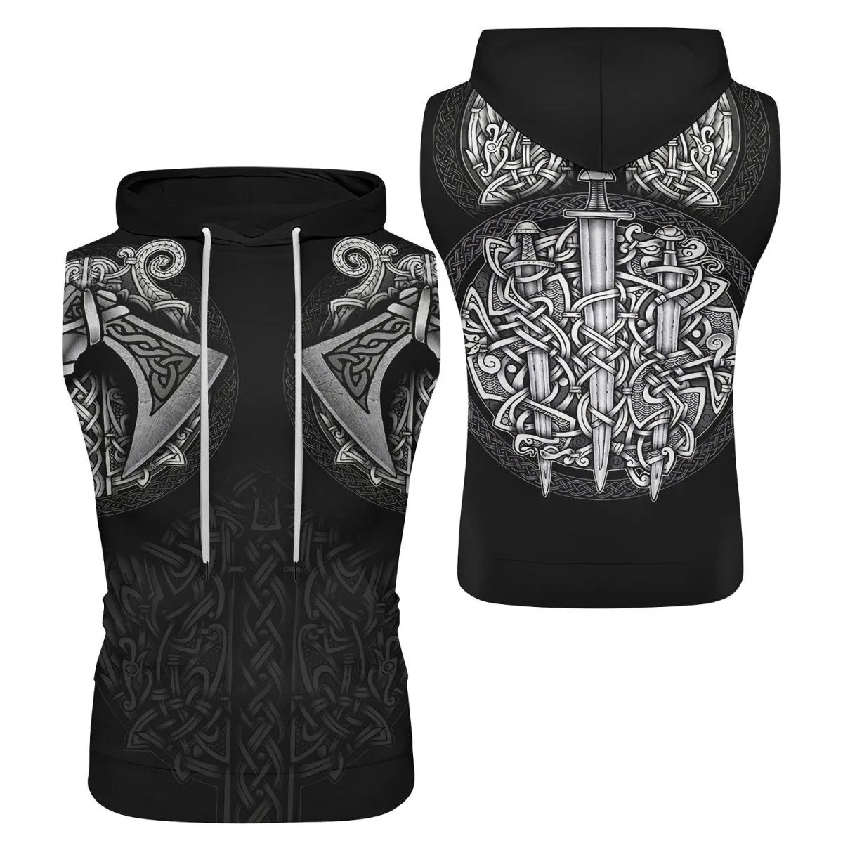 Sword & Shield Viking Sleeveless Pullover & Zip Hoodie