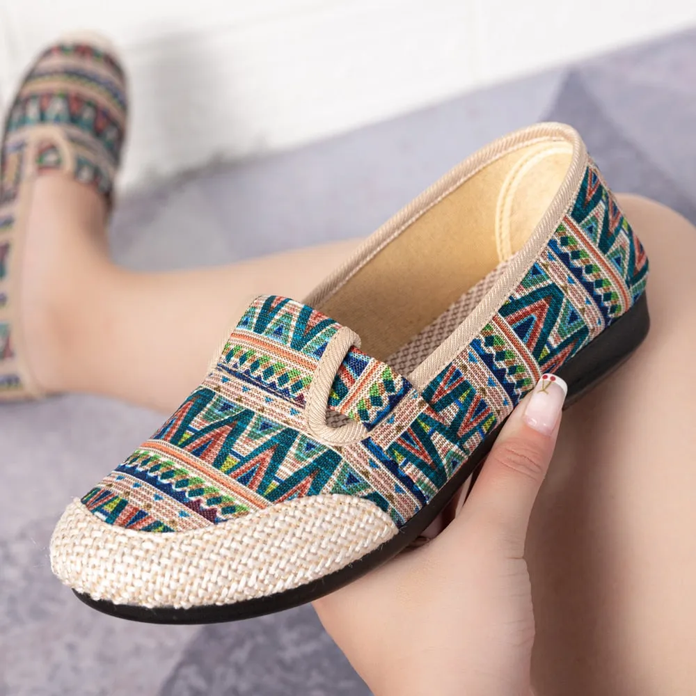 Vanccy Weaving Breathable Loafers  Comfortable Walking Casual Flats Shoes WF07