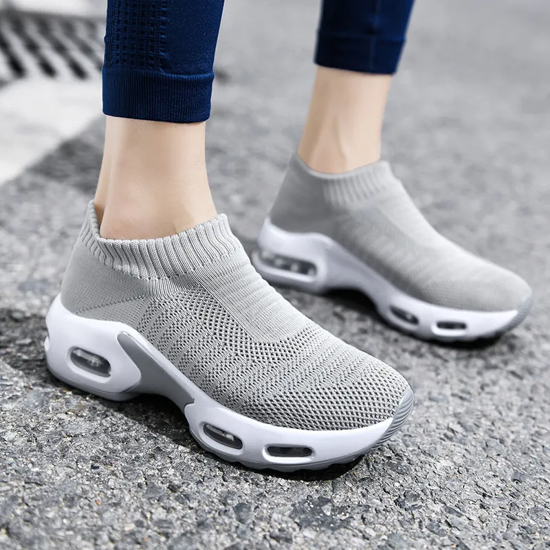 Women Air Cushion Flying Woven Sneakers