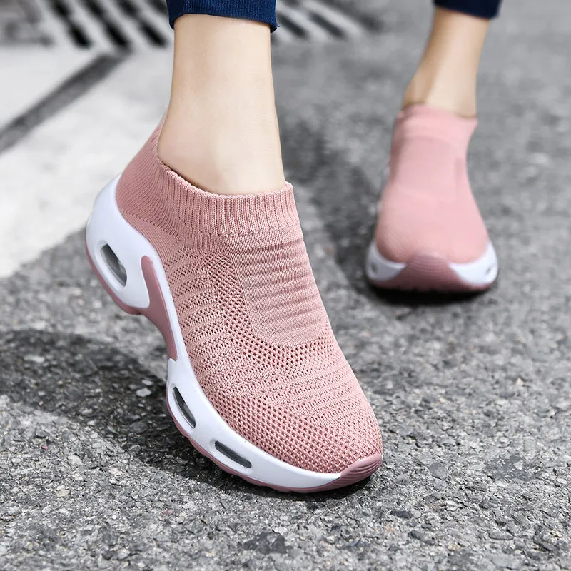 Women Air Cushion Flying Woven Sneakers