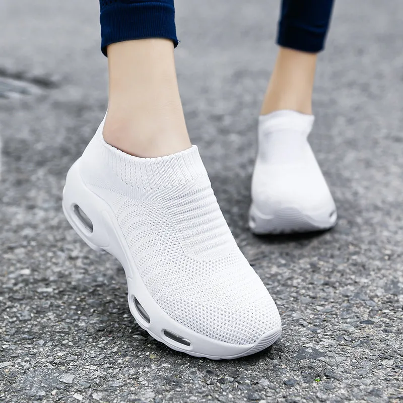 Women Air Cushion Flying Woven Sneakers