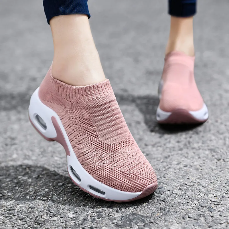 Women Air Cushion Flying Woven Sneakers