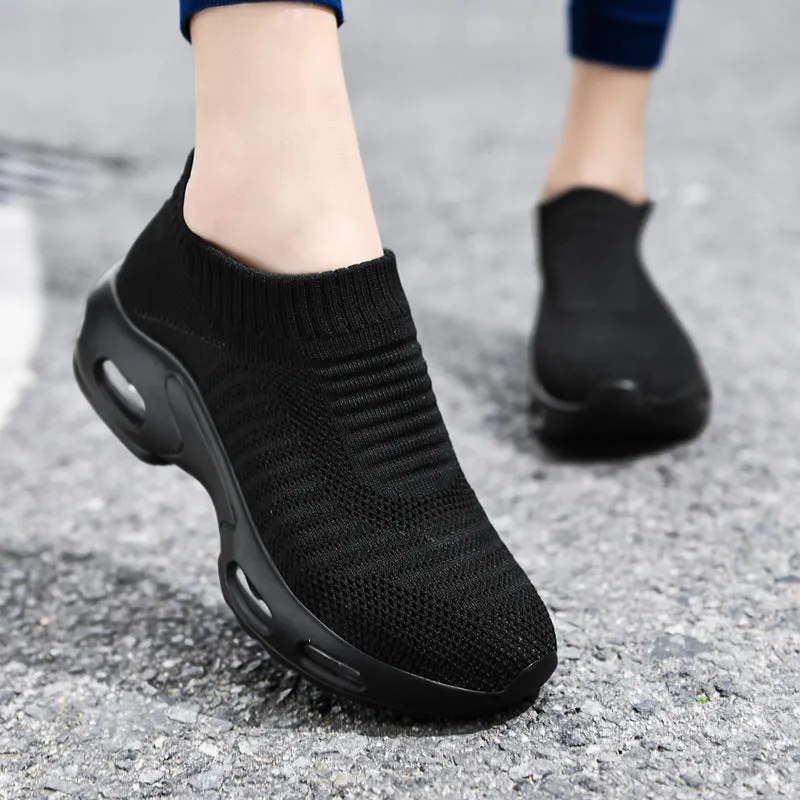 Women Air Cushion Flying Woven Sneakers