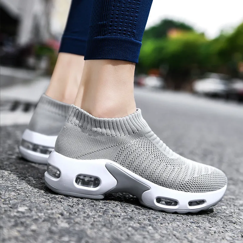 Women Air Cushion Flying Woven Sneakers