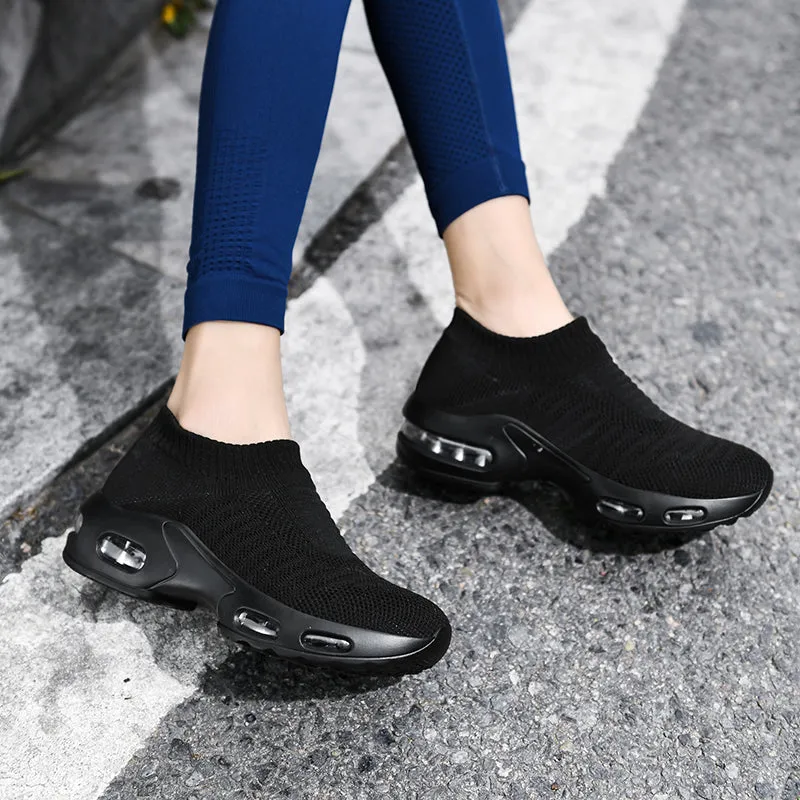 Women Air Cushion Flying Woven Sneakers