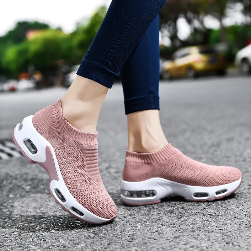 Women Air Cushion Flying Woven Sneakers