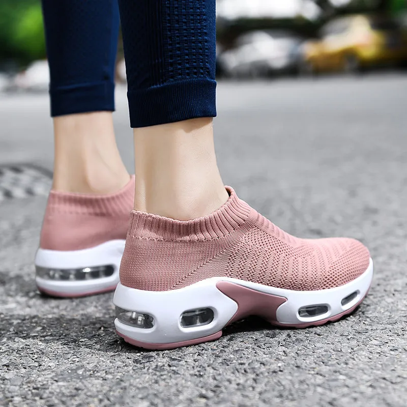 Women Air Cushion Flying Woven Sneakers