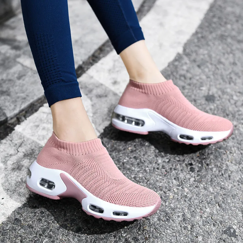 Women Air Cushion Flying Woven Sneakers