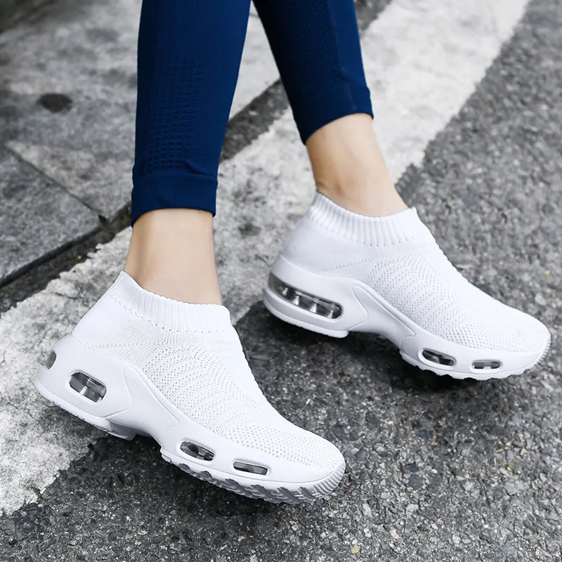 Women Air Cushion Flying Woven Sneakers