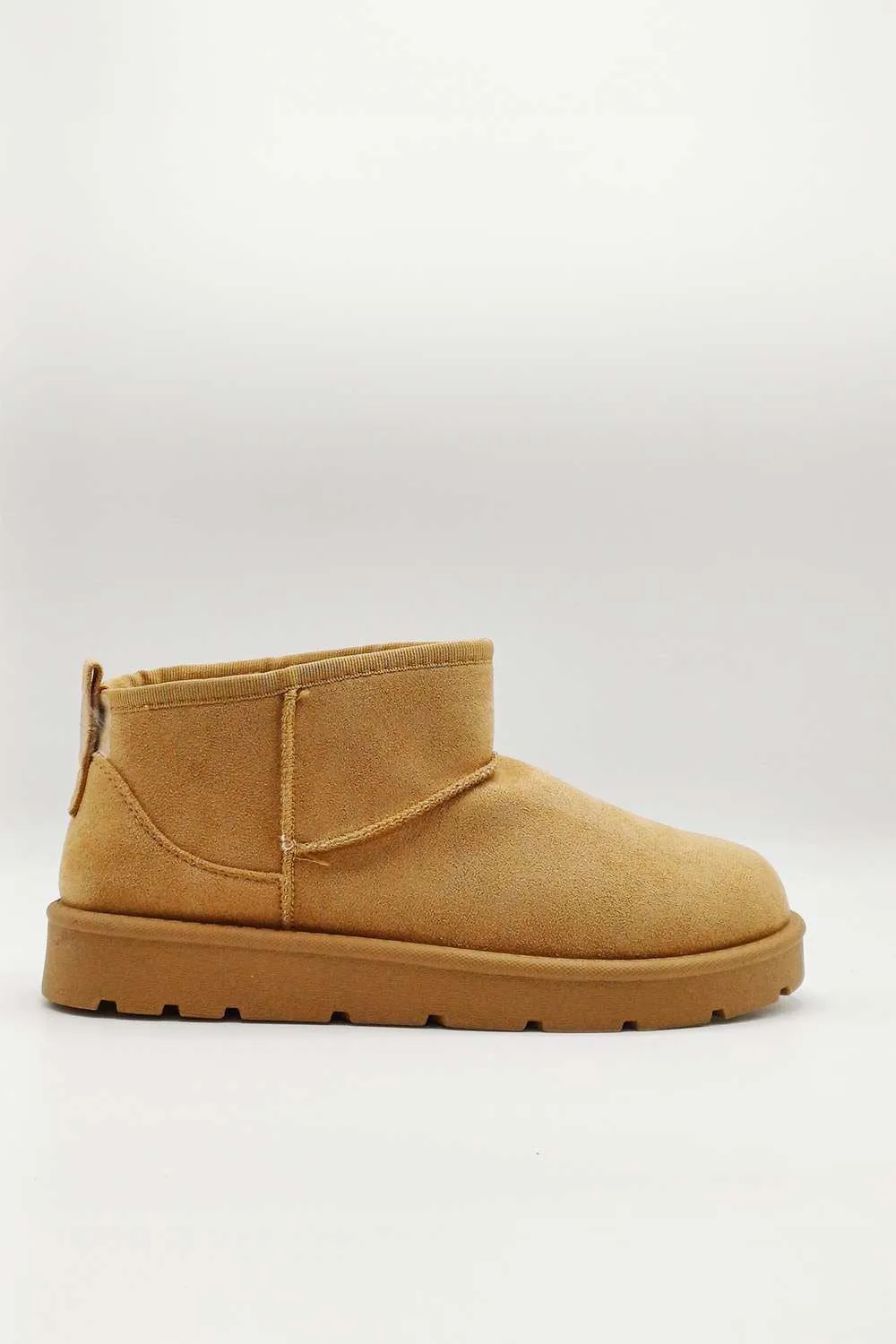 Zeda Small Flatform Faux Fur Ankle Boots in Sand