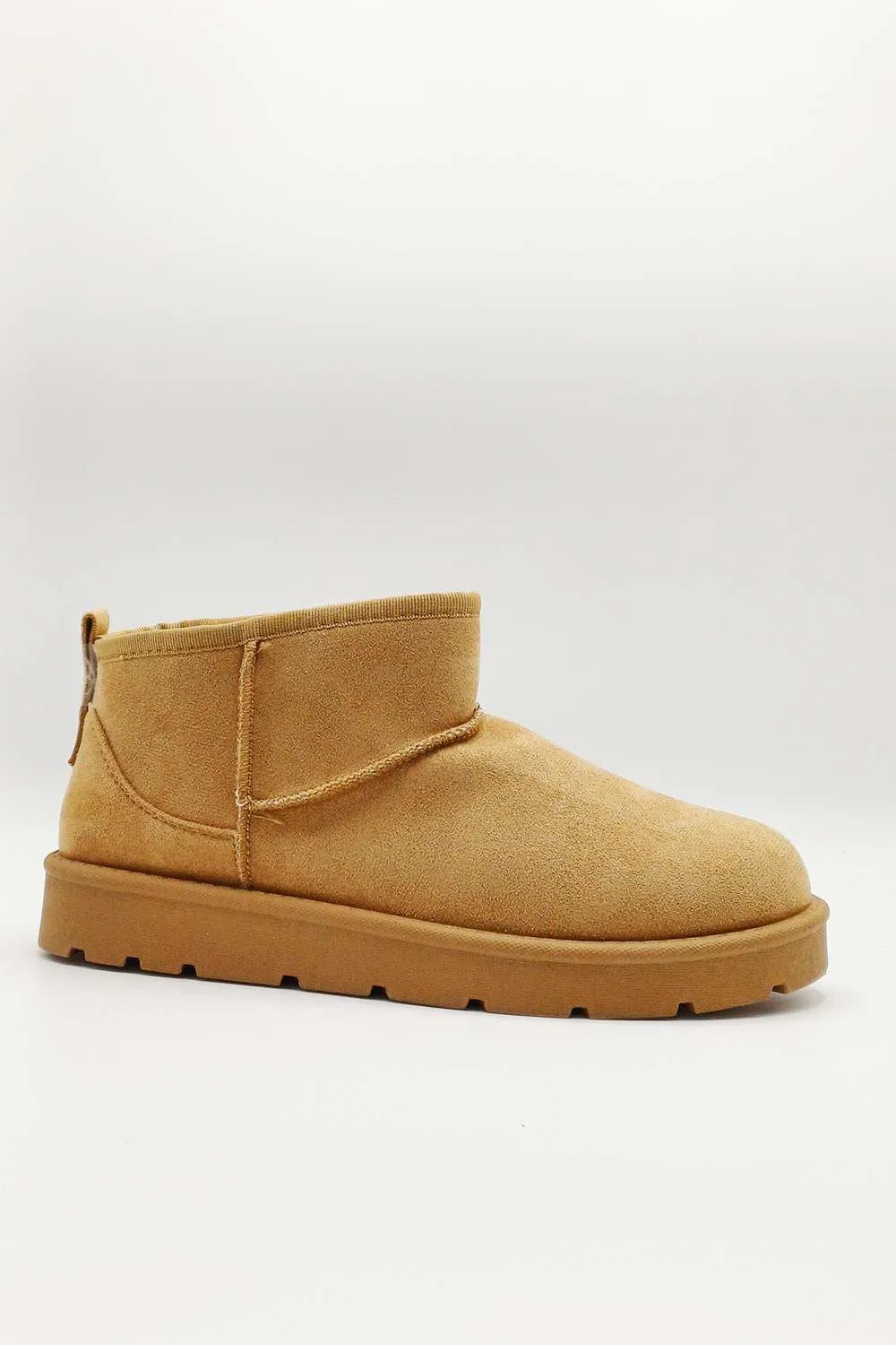 Zeda Small Flatform Faux Fur Ankle Boots in Sand