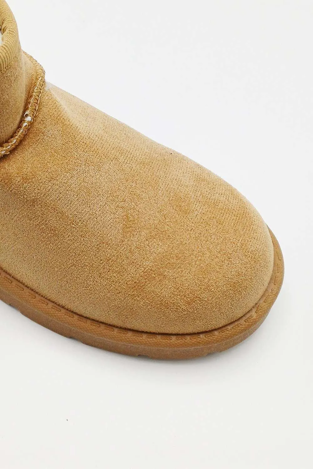 Zeda Small Flatform Faux Fur Ankle Boots in Sand